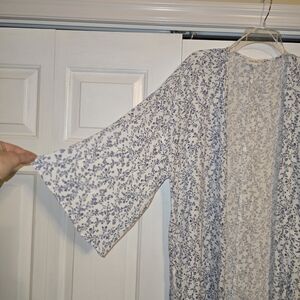 Pink Rose Blue and White Floral Tunic